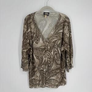 Vintage 90s y2k top 2x ruched front paisley fall brown stretch party school